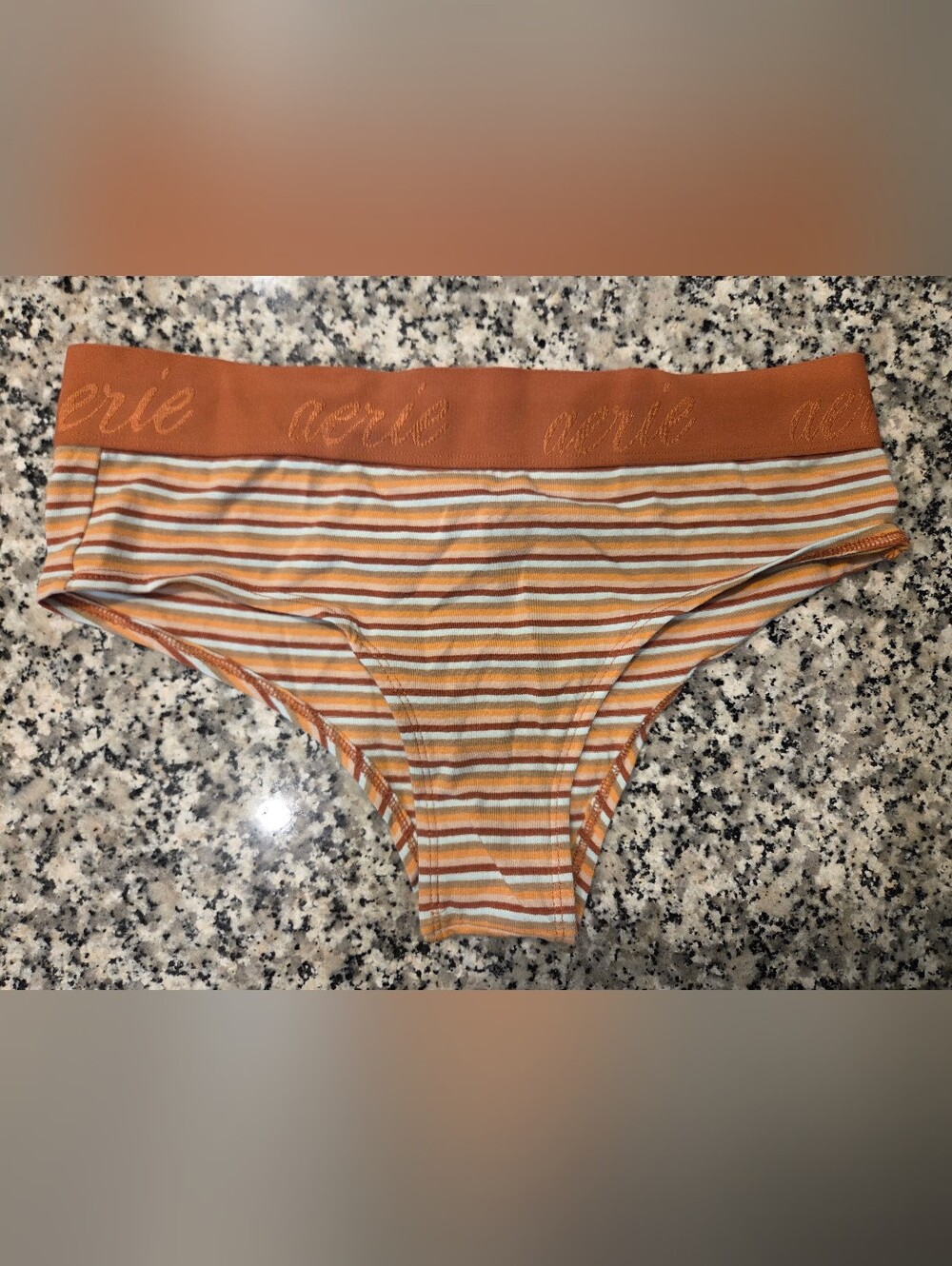 Aerie Women's Striped Cotton Cheeky Panties in Orange